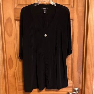 Women’s Tunic/Blouse Style&Co Button and Pleated Front Black Size XL
